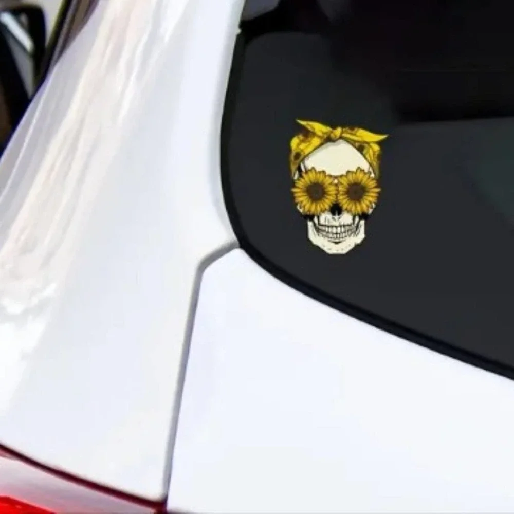 Skull Sunflower Eyes/Bandana Headband Vinyl Sticker